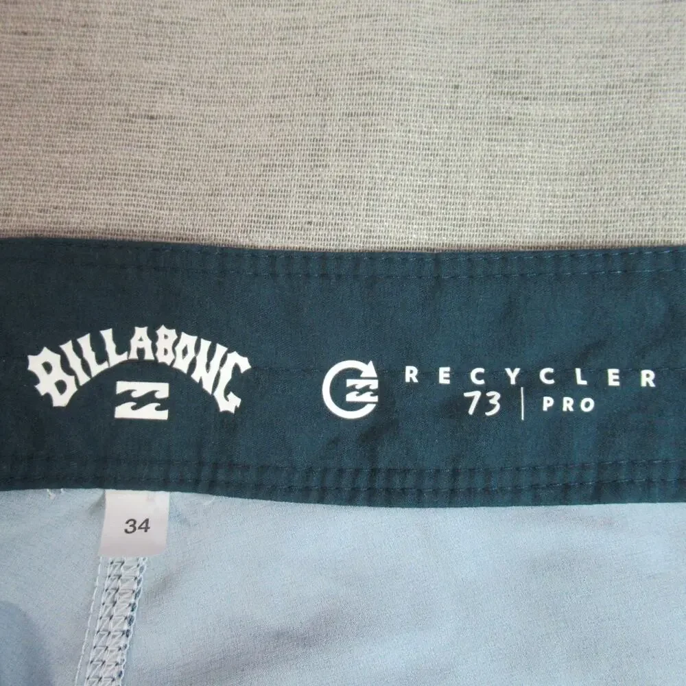 Billabong Board Shorts Mens 34 Blue Cream Striped Logo Surf Skate Beach Trunks